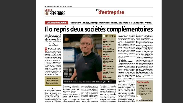 | REVUE DE PRESSE | Alexandre LAHAYE, il a repris deux sociétés complémentaires